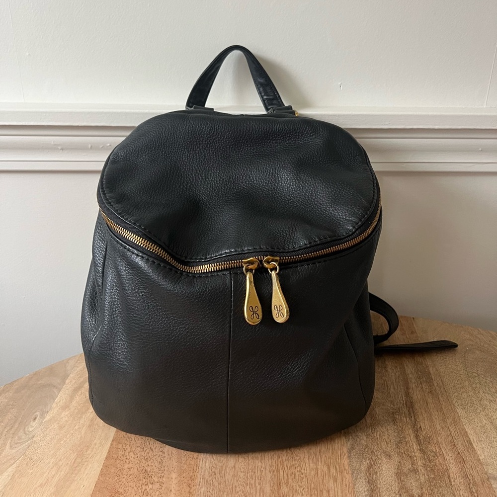 HOBO Black Leather Backpack River 100% Leather